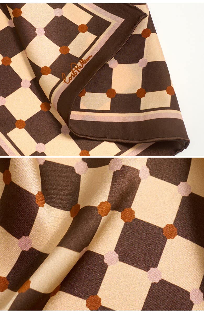 Lost Pattern Checkerboard Silk Pocket Square, Alternate, color, Coffee