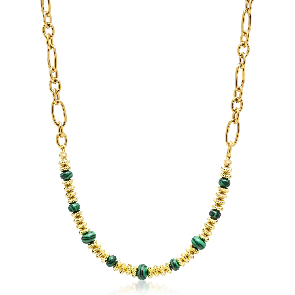 Nialaya Malachite Chain Choker In Gold