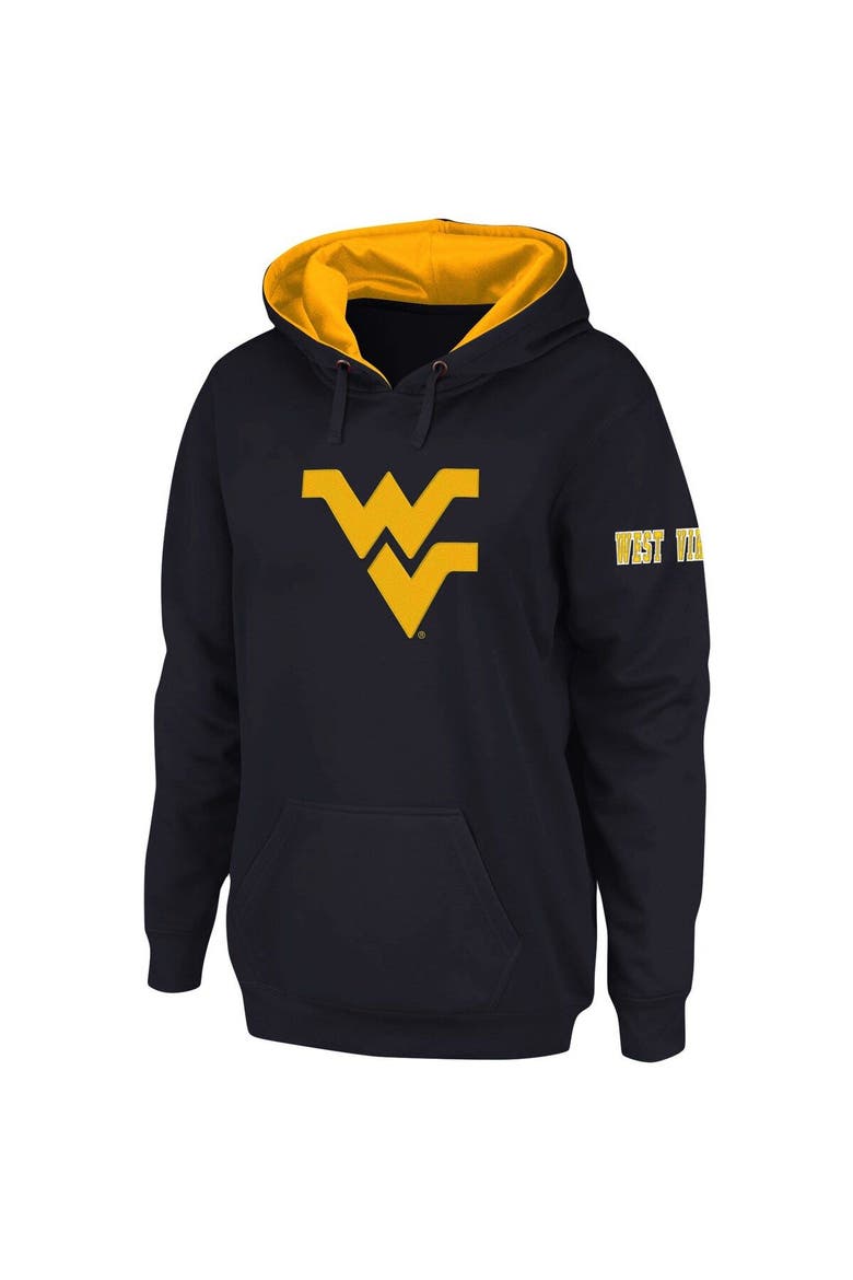 Women's Navy West Virginia Mountaineers Team Big Logo Pullover Hoodie, Alternate, color, Navy