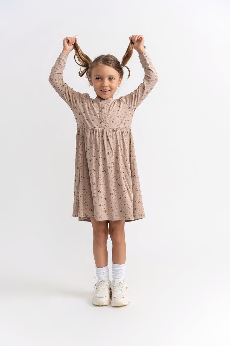 Long Sleeve Jersey Floral Printed Dress, Alternate, color, Burgundy