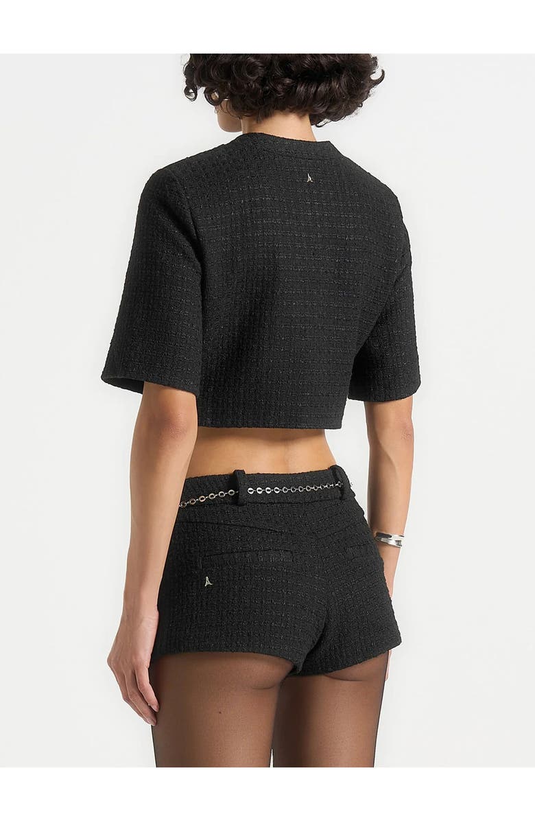 Manière De Voir Alba Tweed Mock Neck Curve Detailing Top, Alternate, color, Black