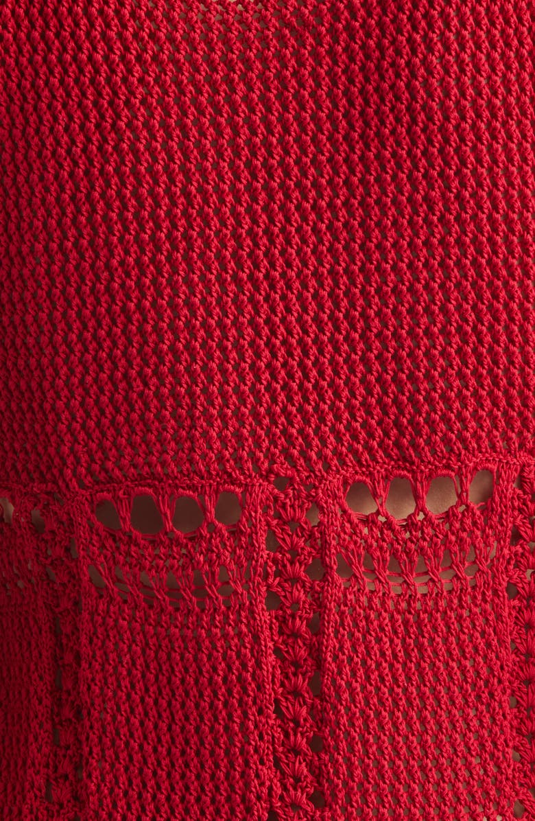 Erdem Flared Crochet Cotton Midi Dress, Alternate, color, Ruby Red