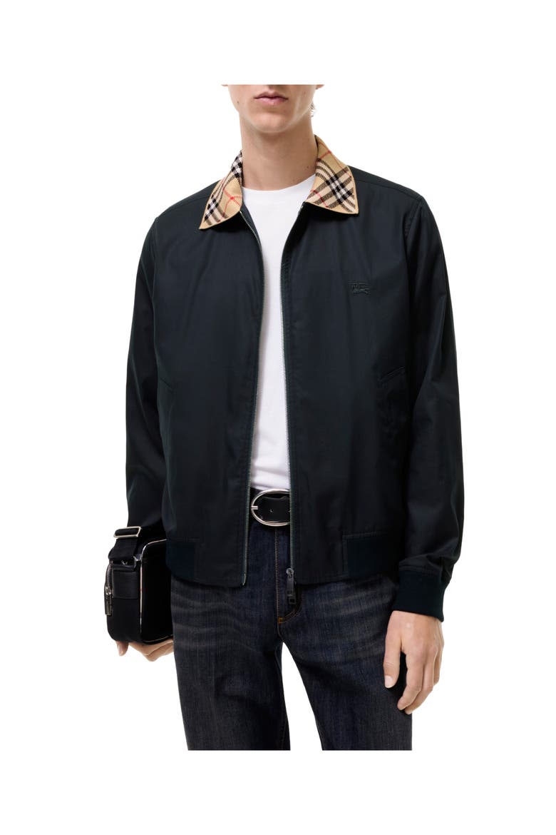 Gabardine Glenfields Harrington Jacket, Main, color, Navy