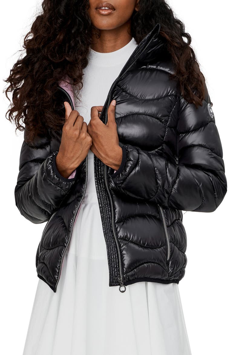 Packable Quilted Hooded Jacket, Alternate, color, BLACK