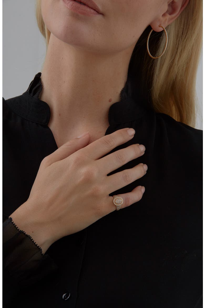 Veena Pavé Diamond Oval Pinky Ring, Alternate, color, ROSE GOLD