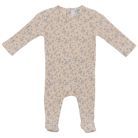 Boy Floral Cotton Rib Long Sleeve Snap Back Romper (Baby)