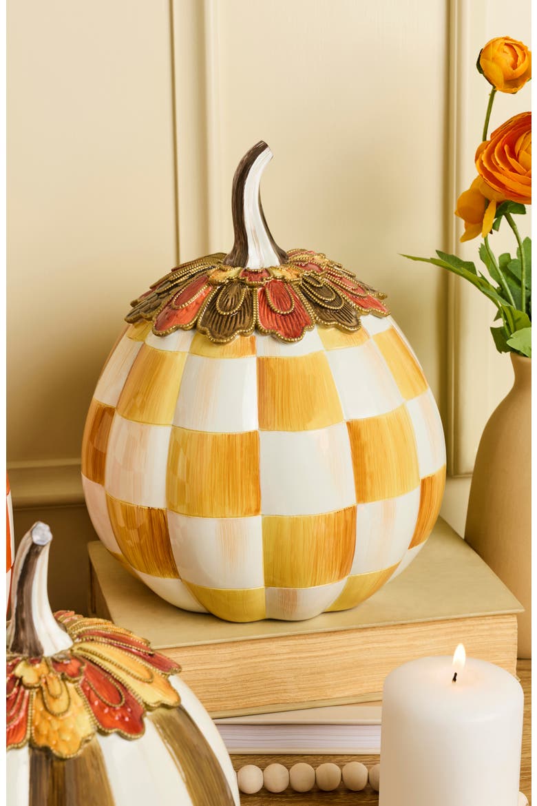 Harvest Glow Amber Check Pumpkin, Alternate, color, ORANGE