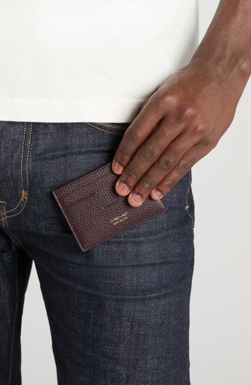 Tom Ford T-line Soft Grain Leather Card Holder In Brown