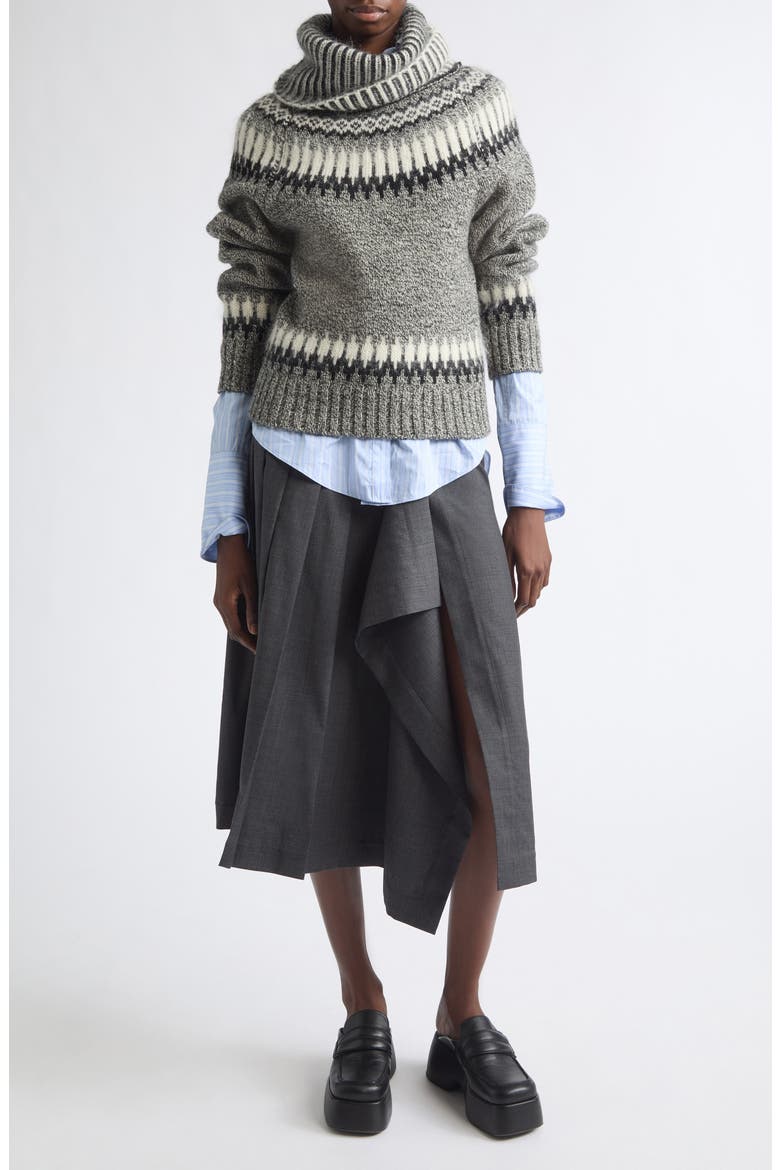 Fair Isle Turtleneck Wool Blend Sweater, Alternate, color, GREY MULTI