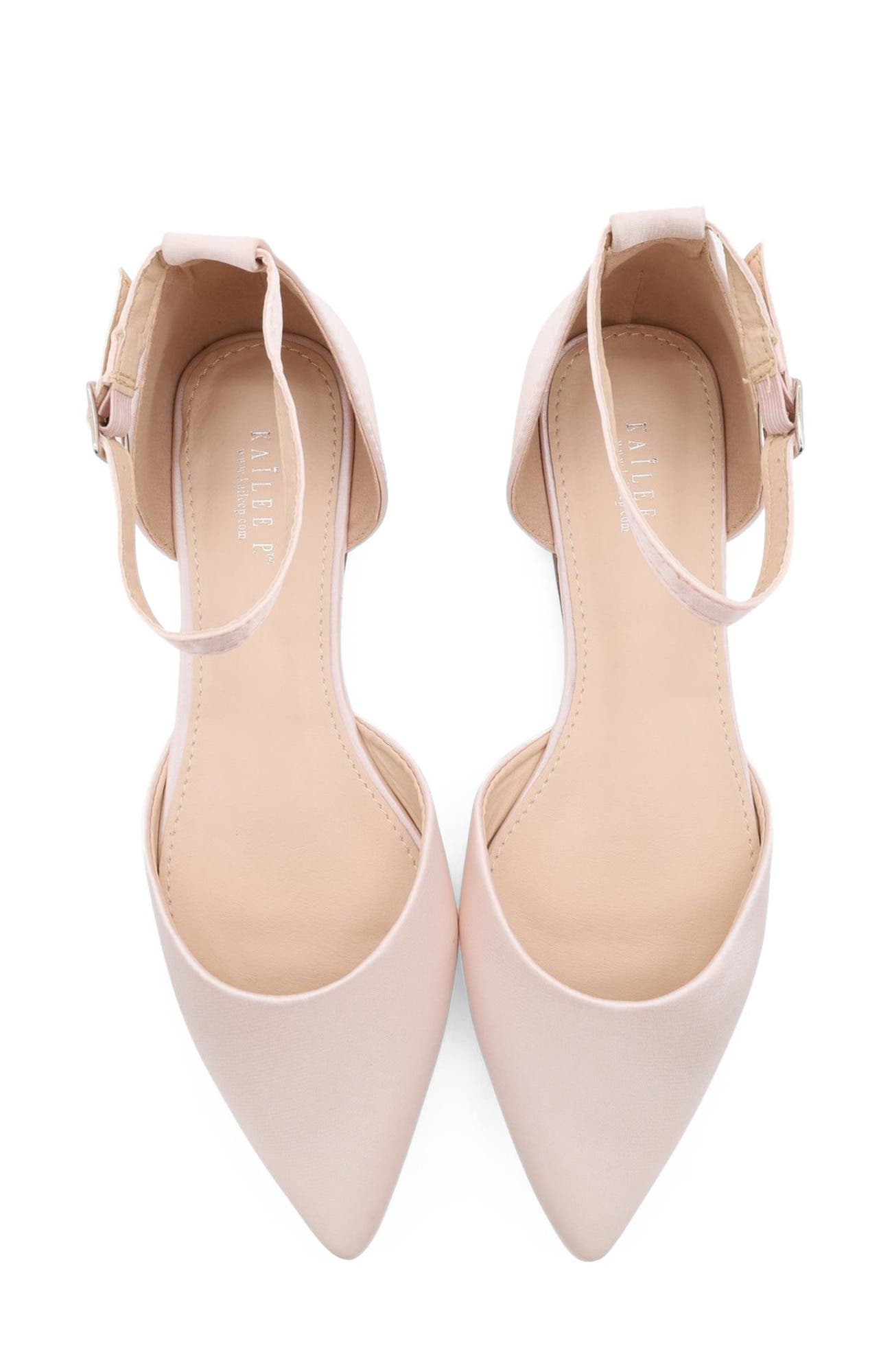 Bella Satin Pointed Toe Flats, Alternate, color, Dusty Pink