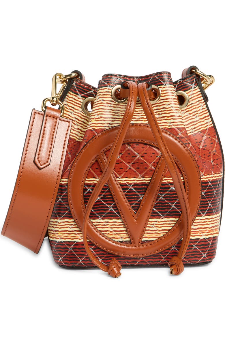 VALENTINO BY MARIO VALENTINO Jules Tresse Drawstring Bucket Bag, Main, color, Umber