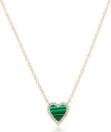 The Lovery Fine Jewelry Mini Malachite Diamond Halo Heart Necklace