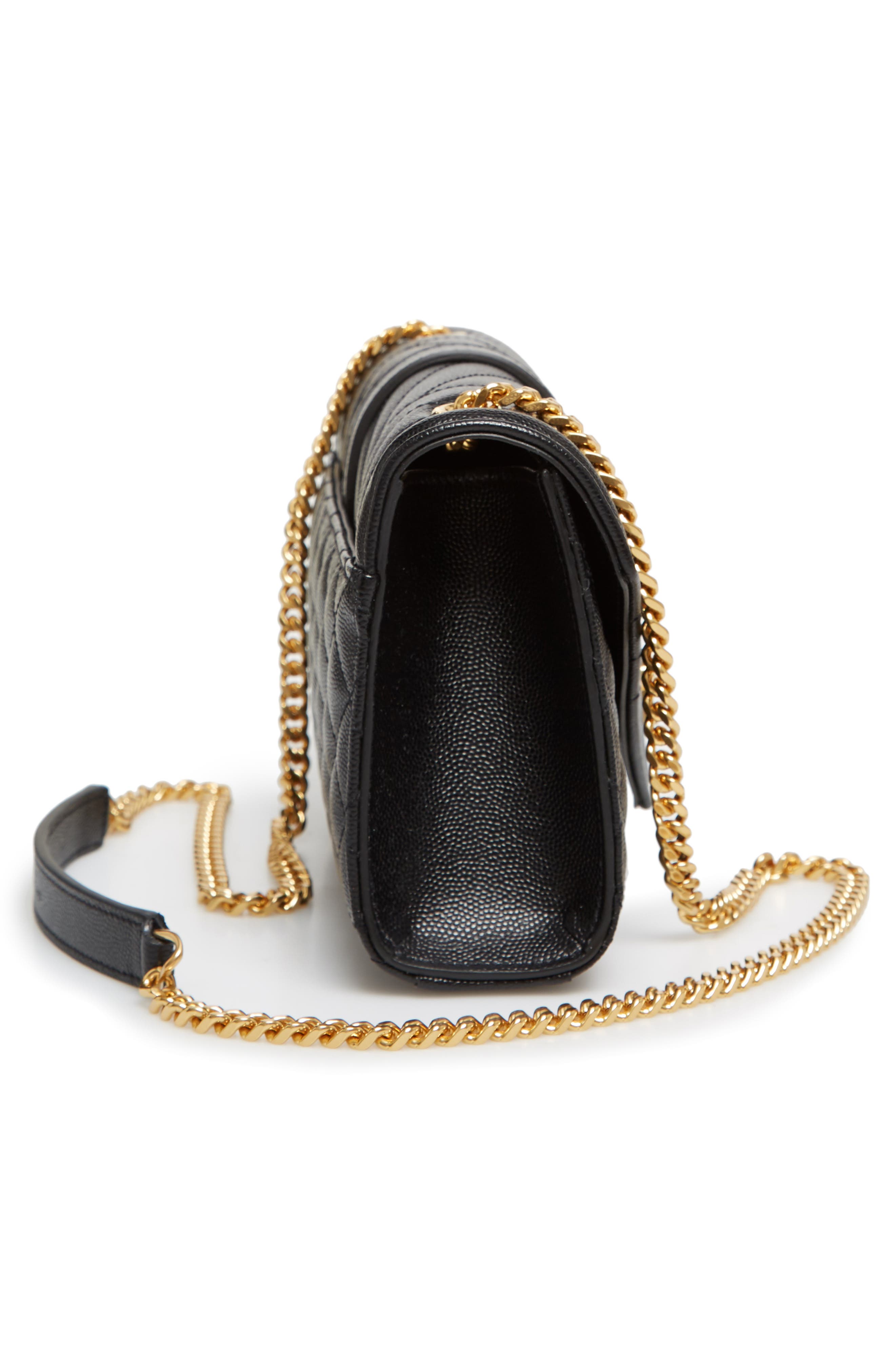 Saint Laurent Small Cassandre Leather Shoulder Bag, Alternate, color, 