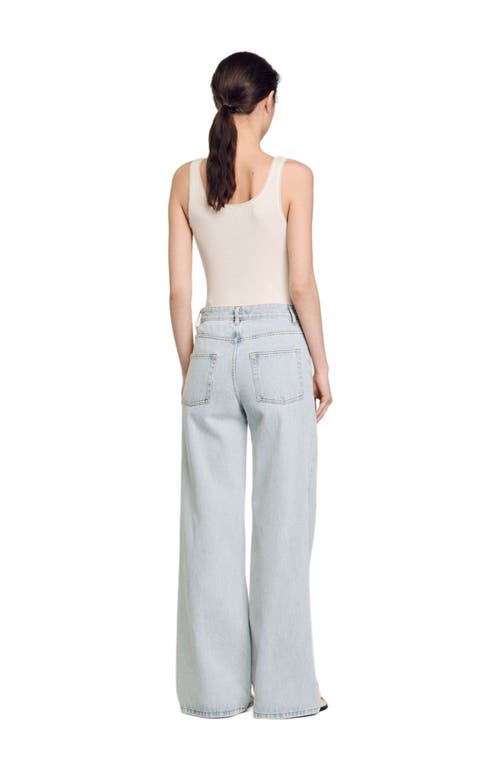Sandro Jeans With Rhinestone Stripes In Light Bu Jean