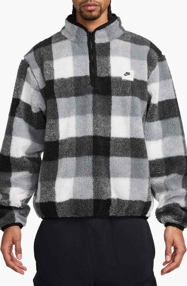 Nike Club Plaid Therma-FIT Fleece Half Zip Pullover, Main, color, 