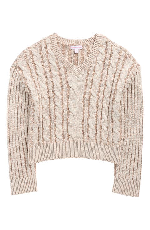 Kids' Cable Knit V-Neck Sweater (Big Kid)