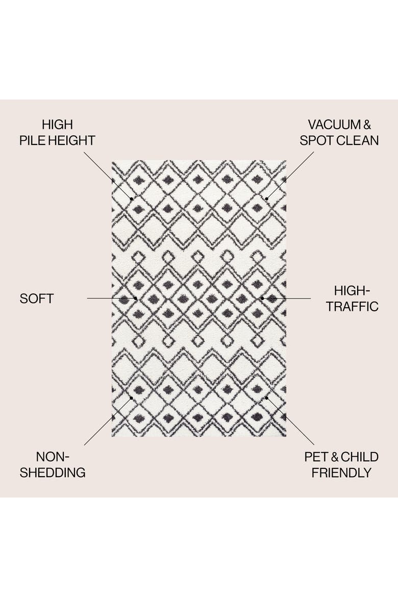 Caimari Moroccan Diamond Shag Area Rug, Alternate, color, White/Gray