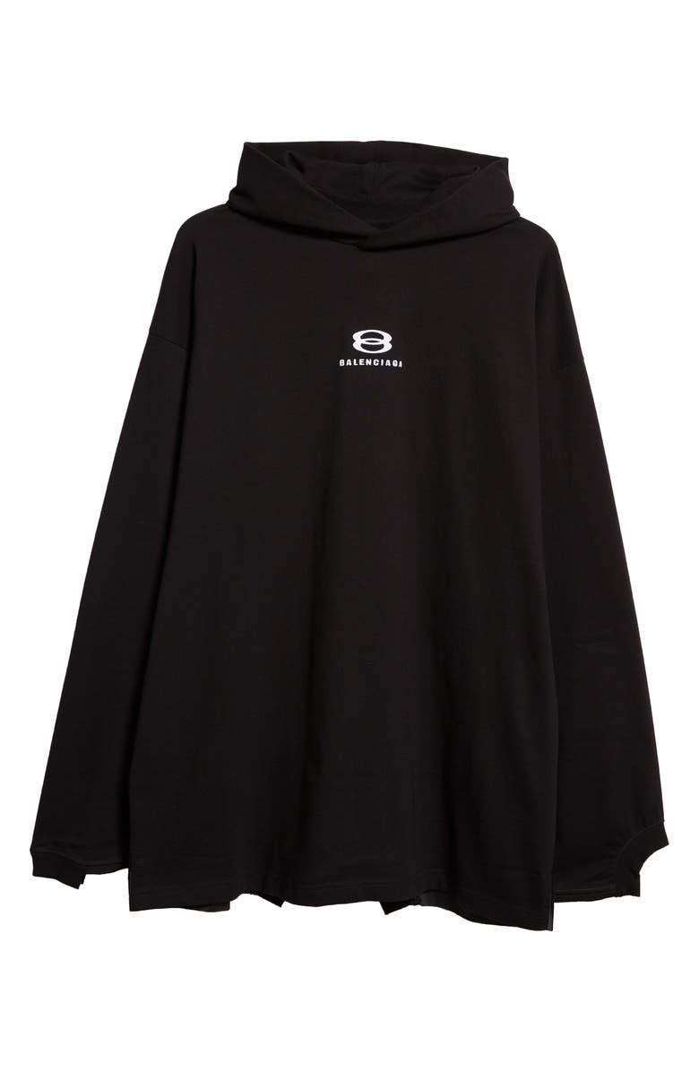 Balenciaga Infinity Logo Oversize Deconstructed Mixed Media Hoodie, Alternate, color,