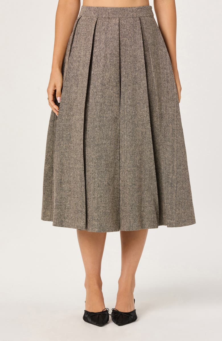 ASTR the Label Pleated Midi Skirt, Main, color, Taupe Black Fleck