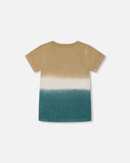 Shop Deux Par Deux Boy's Short Sleeve Tee Gradient Beige And Teal