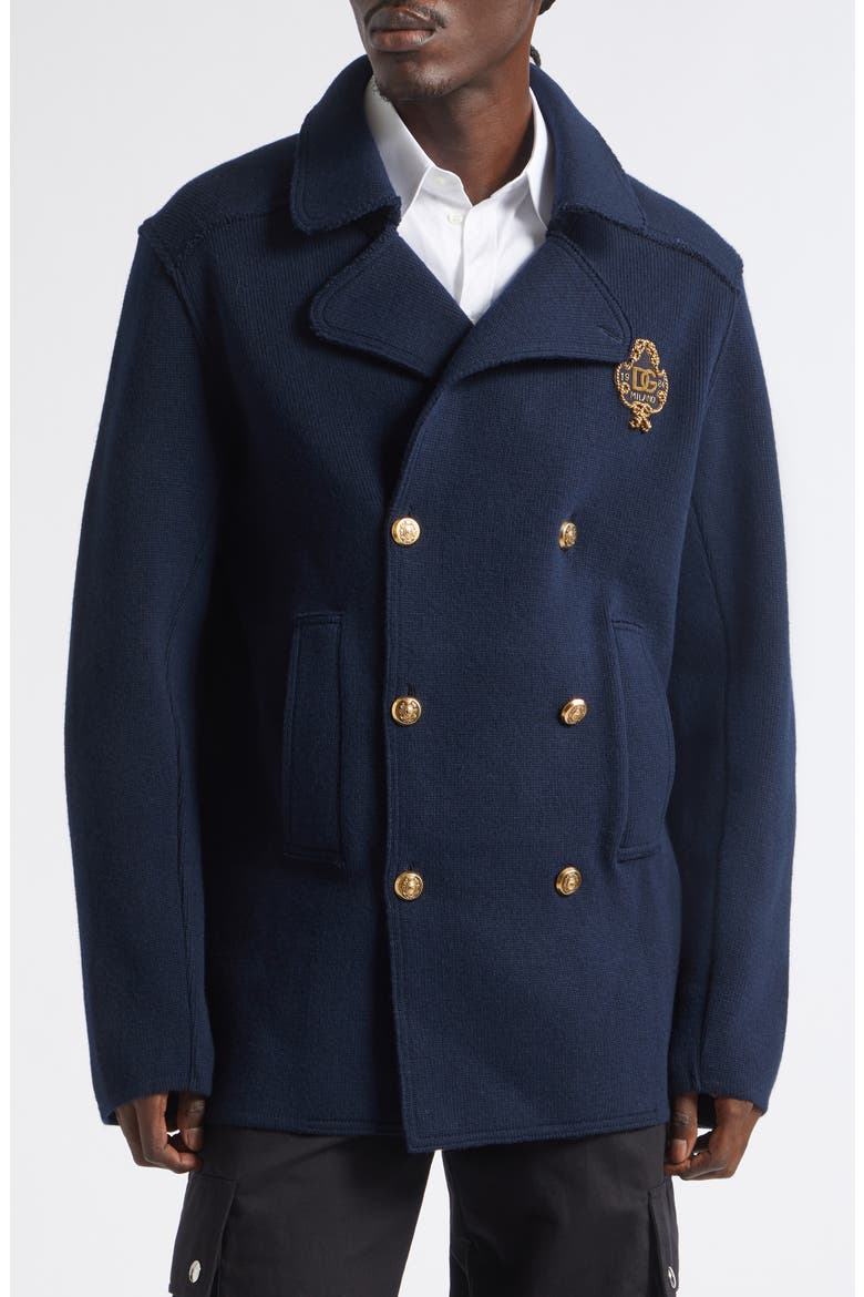 Double Breasted Wool Sweater Jacket, Main, color, BLU SCURO