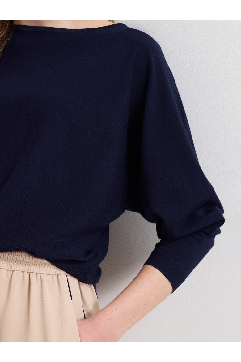 Cristine Slash-Neck Knitted Jumper, Alternate, color, Navy
