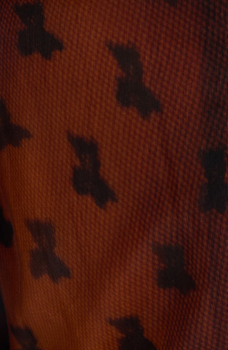Acne Studios Emaija Teddy Print Puff Sleeve Mesh Dress, Alternate, color, Rust Brown