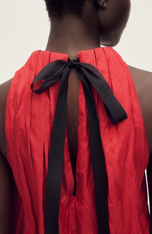 Mango Halter Dress With Bow Detail Red