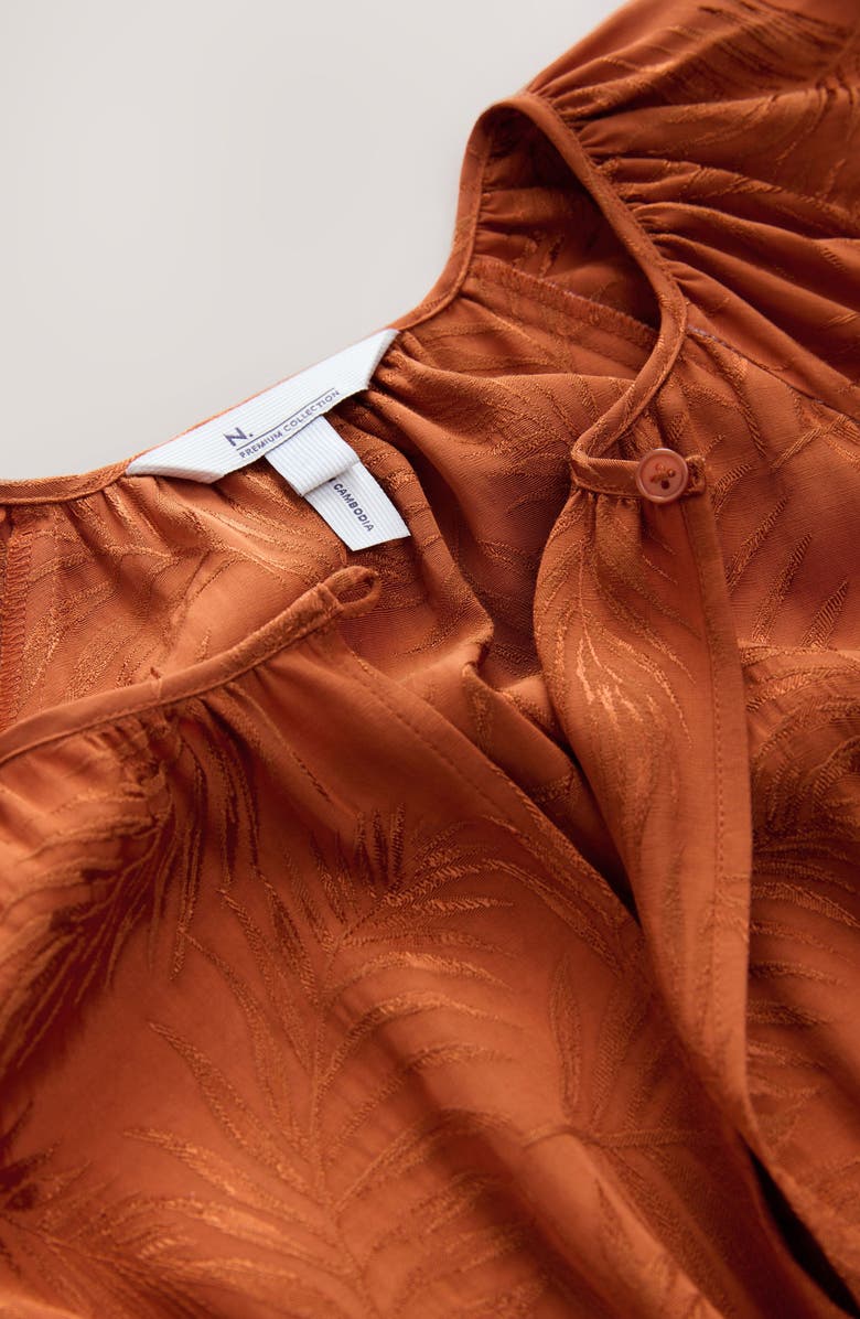 NEXT Tonal Jacquard Long Sleeve Maxi Dress, Alternate, color, Orange