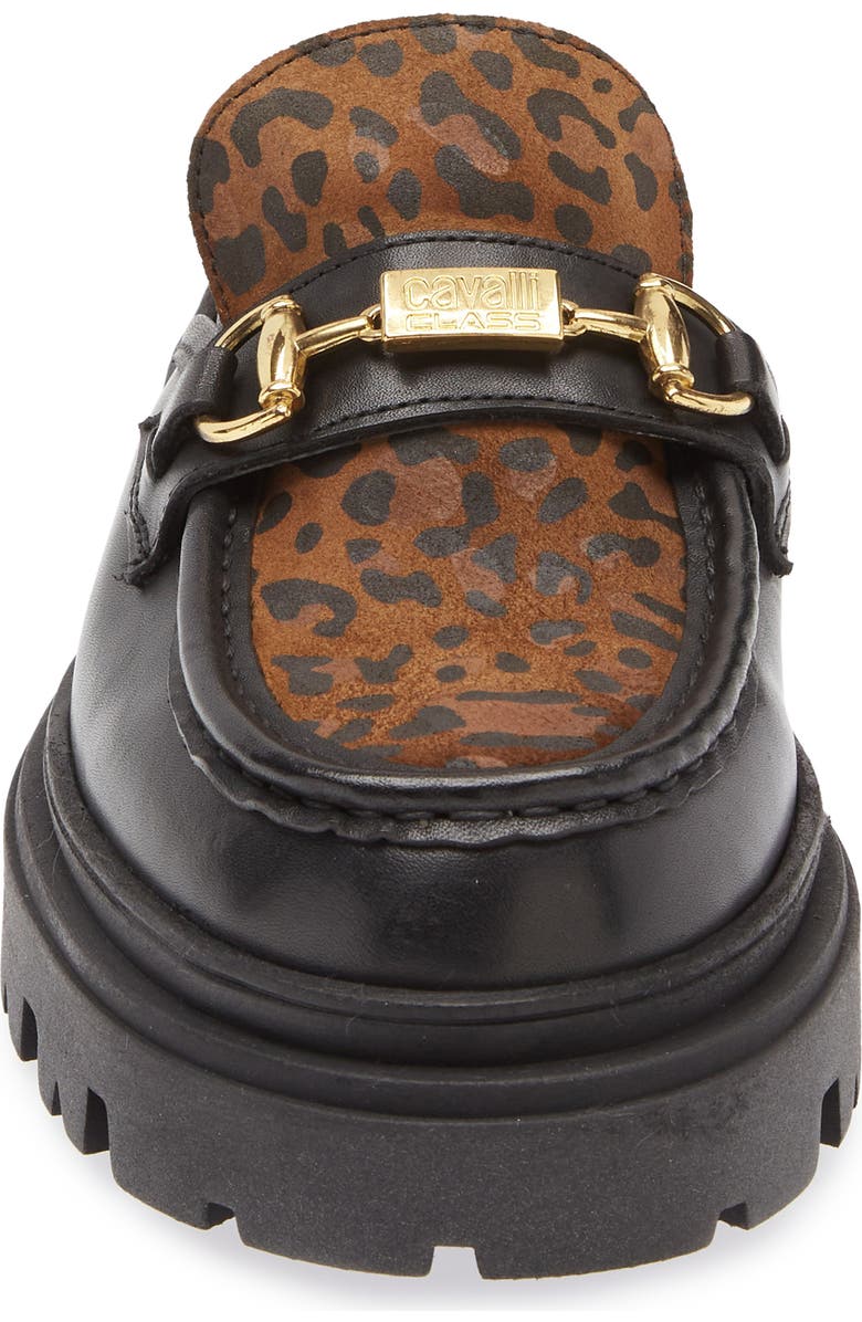 Roberto Cavalli Leopard Platform Lug Mule, Alternate, color, Black