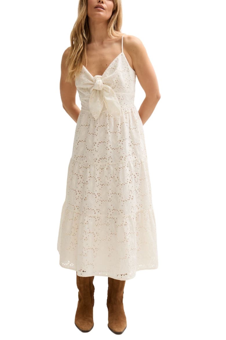 Onita Tiered Broderie Anglaise Midi Dress, Main, color, White