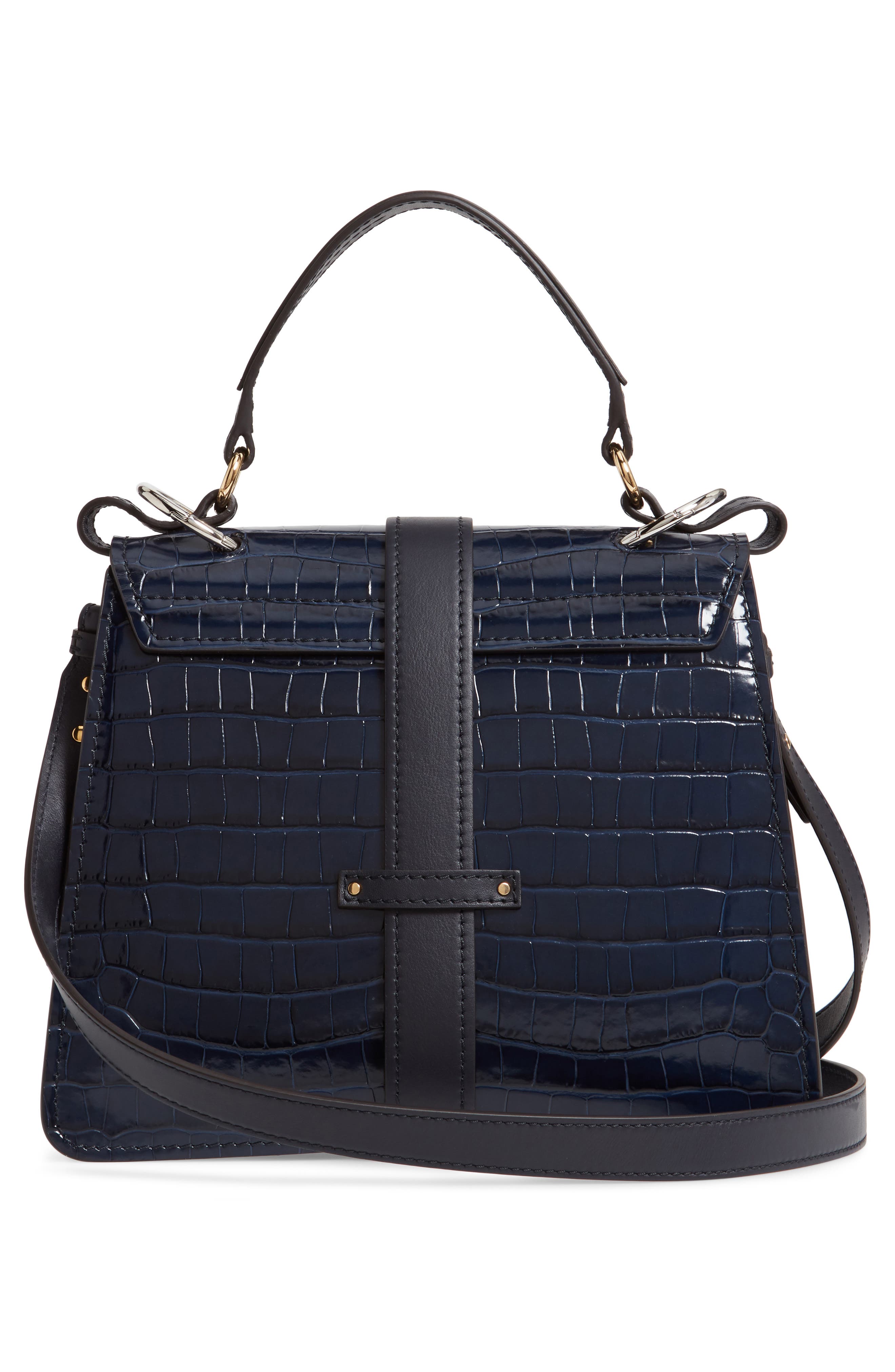 Chloé Medium Aby Croc Embossed Calfskin Shoulder Bag, Alternate, color, 