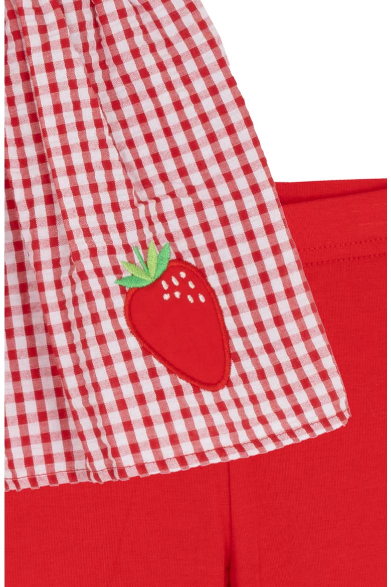Strawberry Seersucker Top & Capri Leggings Set, Alternate, color, RED