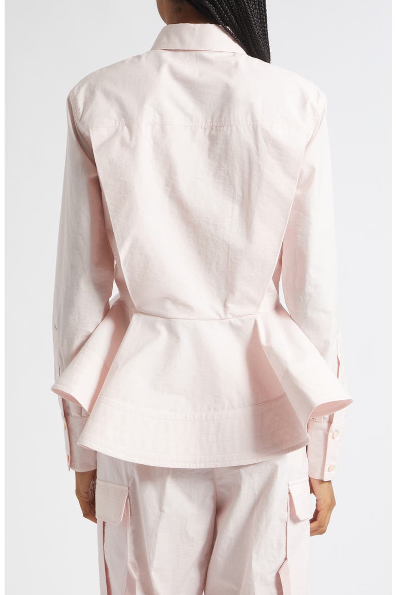 Cotton Blend Peplum Button-Up Shirt, Alternate, color, BABY PINK