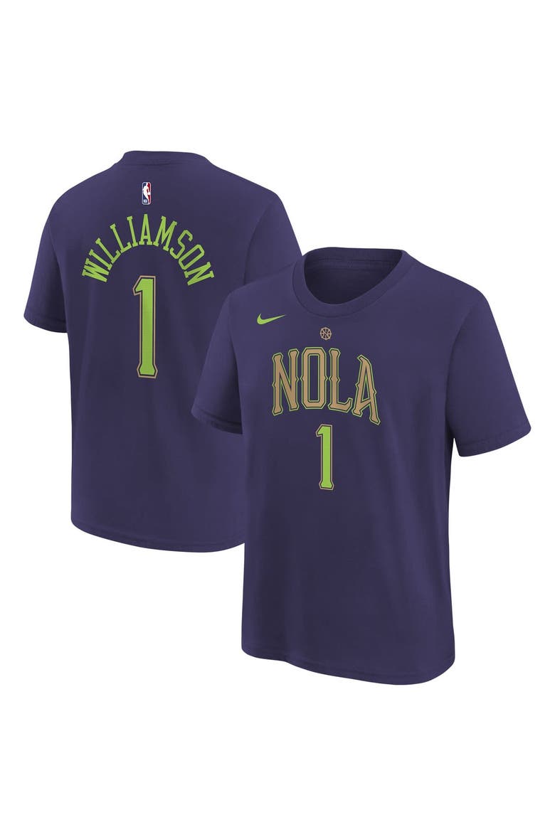 Youth Nike Zion Williamson Purple New Orleans Pelicans 2024/25 City Edition Name & Number T-Shirt, Alternate, color, Purple