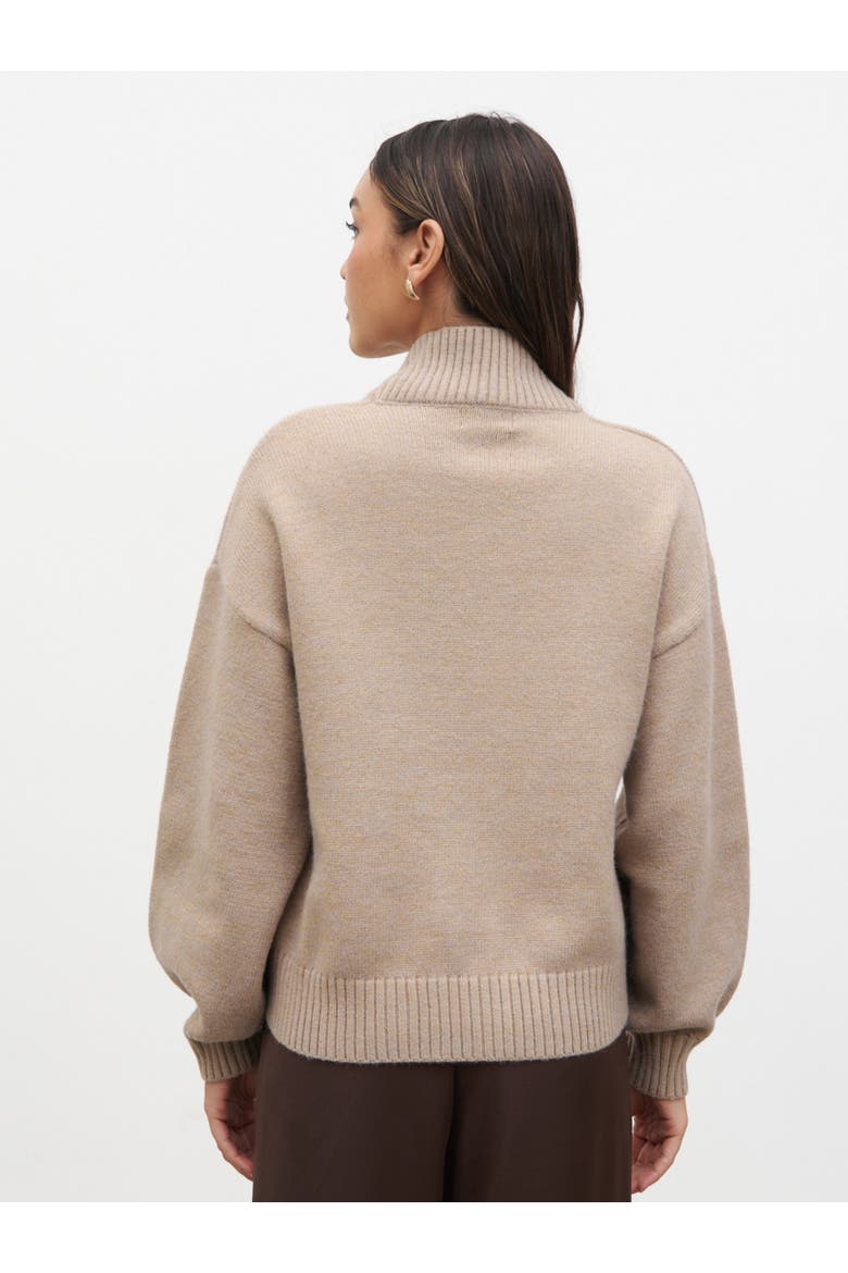 Lorrie Chunky Knit Buttoned Bomber, Alternate, color, Dark Beige
