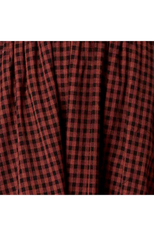 Nia Thomas Gingham Check Cotton Midi Dress In Brown