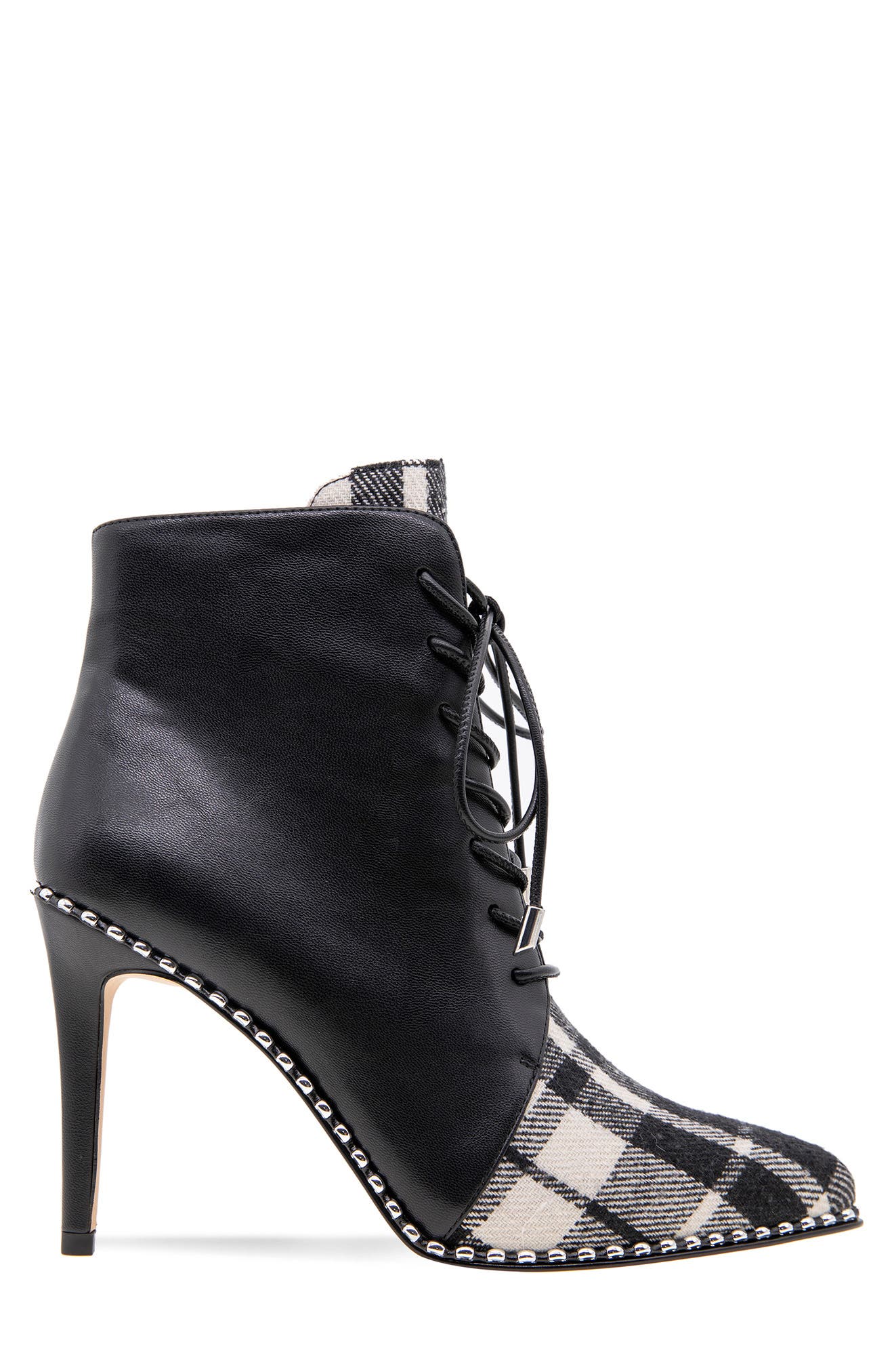Haxah Ankle Bootie, Alternate, color, BLACK/ IVORY PLAID