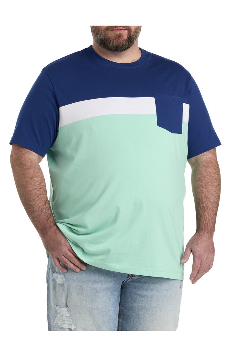Harbor Bay by DXL Big & Tall Colorblock Pocket T-Shirt, Main, color, Navy Green