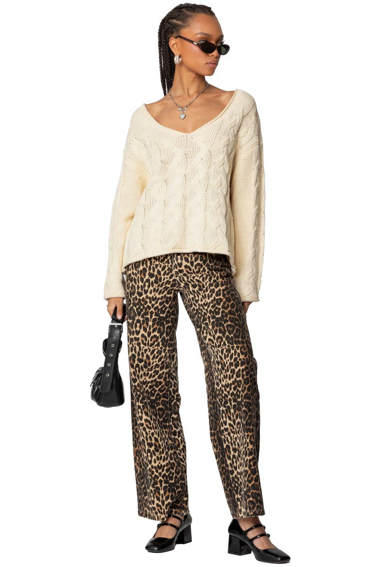 Inga Oversize Cable Stitch Sweater, Alternate, color, CREAM