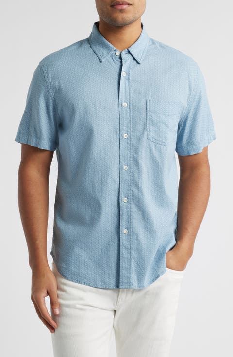 Carson Short Sleeve Stretch Linen Blend Button-Up Shirt