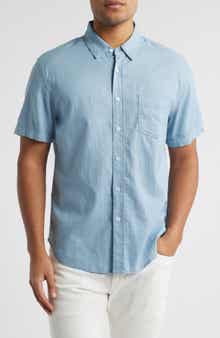 Rails Carson Short Sleeve Stretch Linen Blend Button-Up Shirt