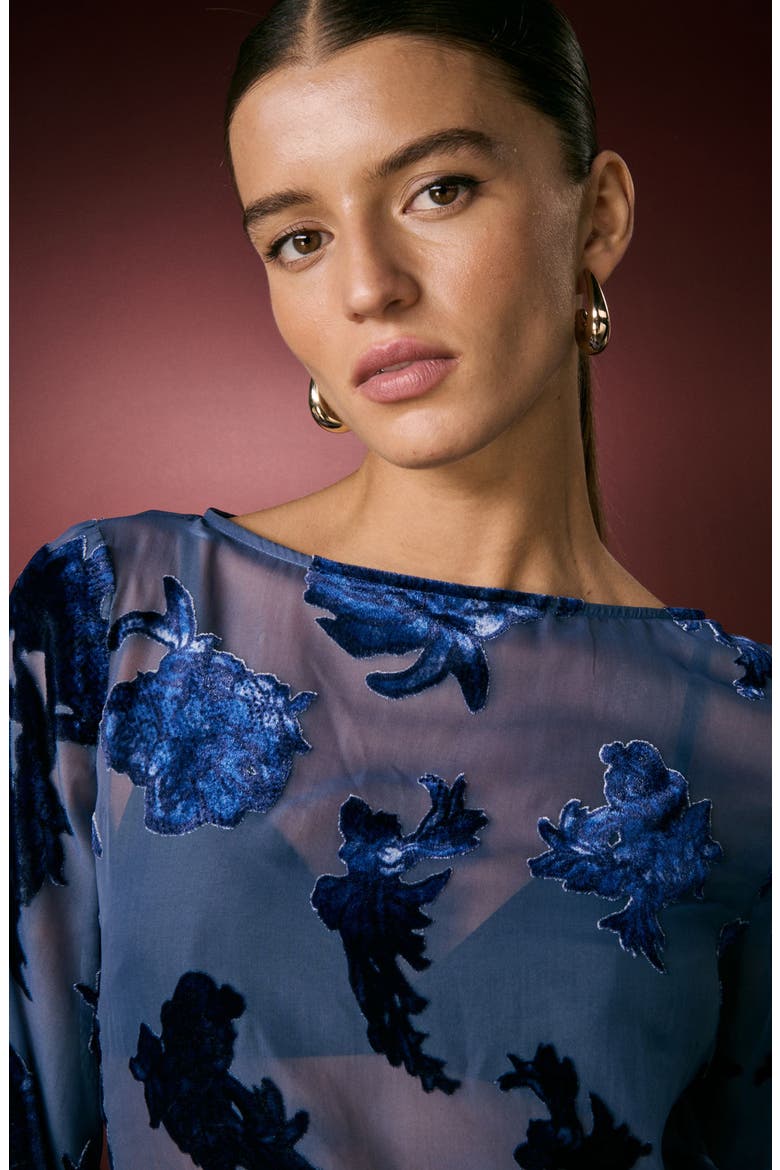 Flocked Mesh Top, Alternate, color, BLUE