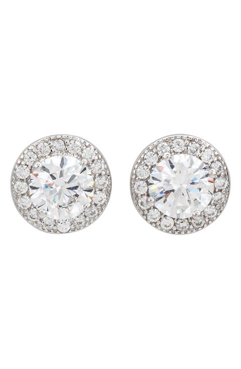 Halo Cubic Zirconia Stud Earrings