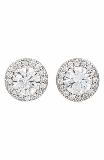 Halo Cubic Zirconia Stud Earrings