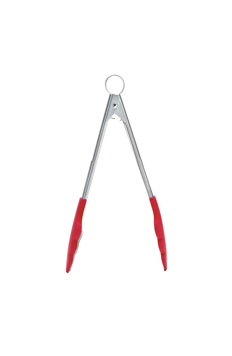 CUISIPRO 9.5 Inch Tongs With Teeth, Red, Main, color, Red