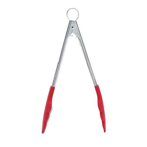 9.5 Inch Tongs With Teeth, Red