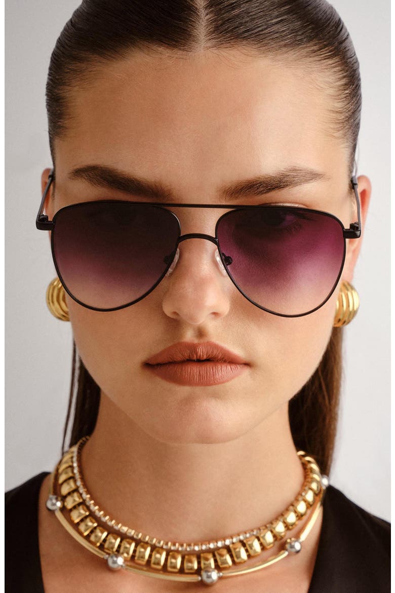 The Duke 57mm Aviator Sunglasses, Alternate, color, MATTE BLACK