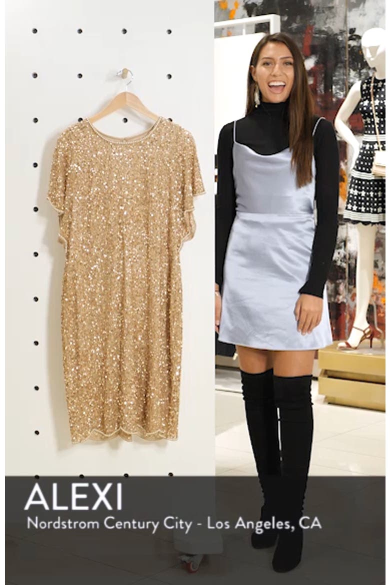 Beaded Flutter Sleeve Sheath Dress video