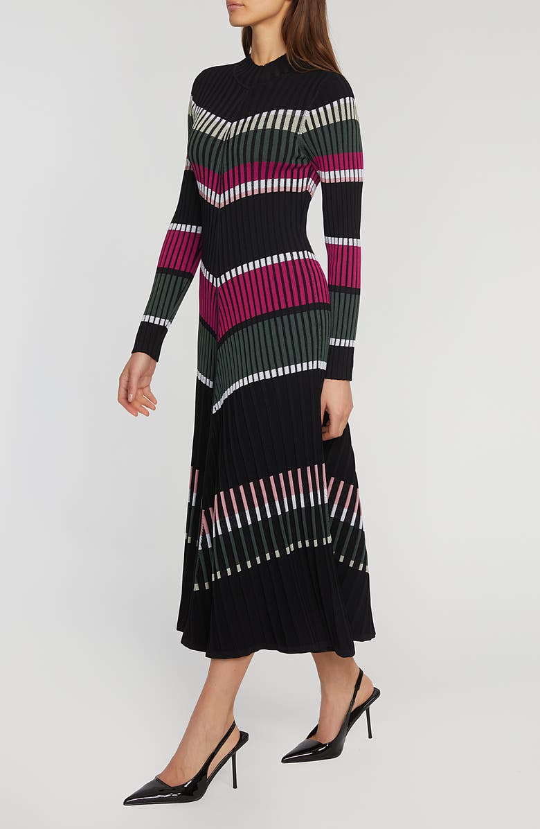 Elie Tahari The Vienna Stripe Long Sleeve Sweater Dress, Alternate, color,